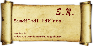 Simándi Márta névjegykártya
